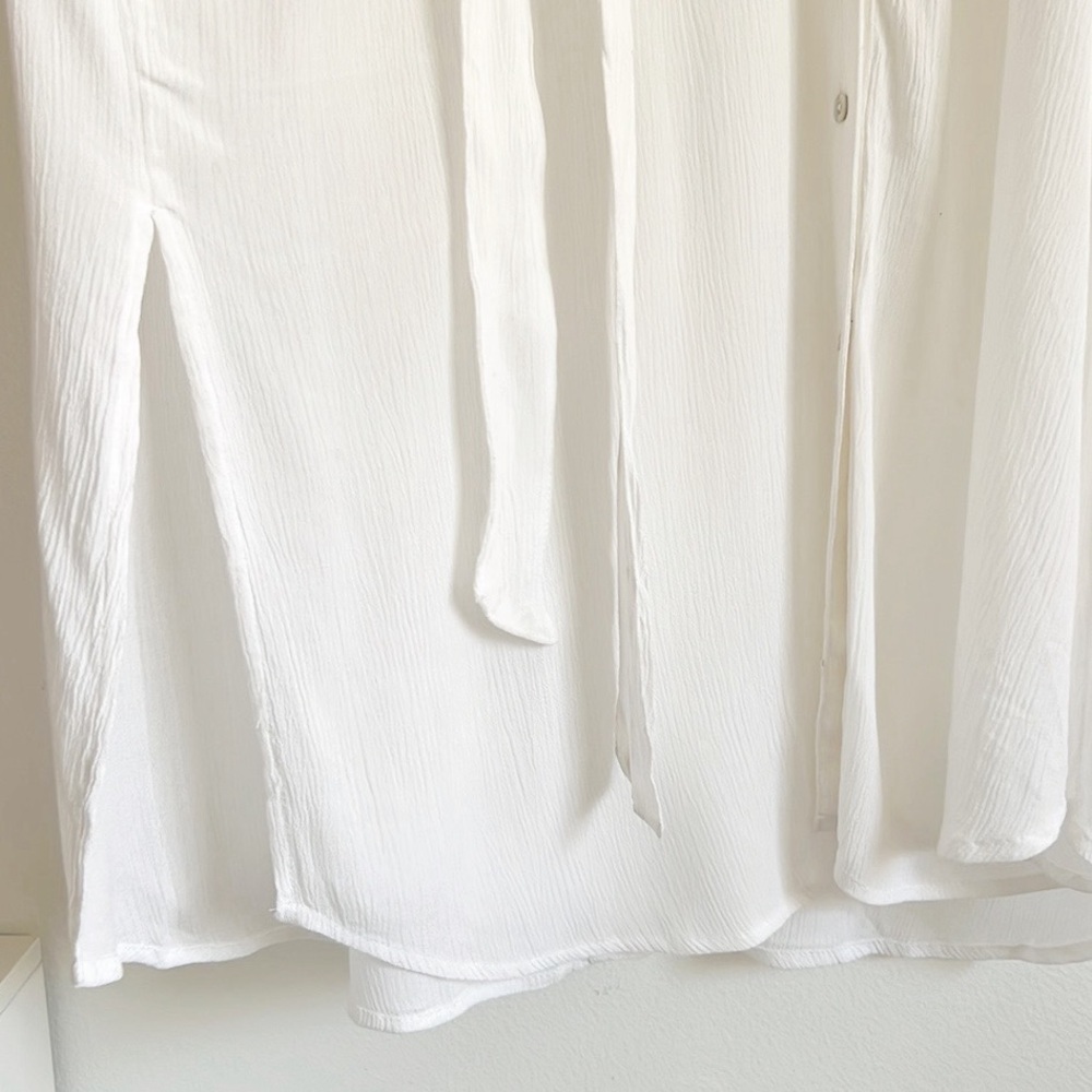 Elan Long Sleeve Shirtdress Coverup Belted White NWOT - Picture 9 of 14